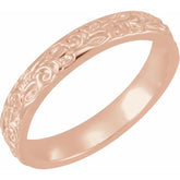 14K White Gold 3 mm Floral Band
